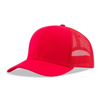 6 Panel Cotton Snap Back Mesh Trucker Hat Red